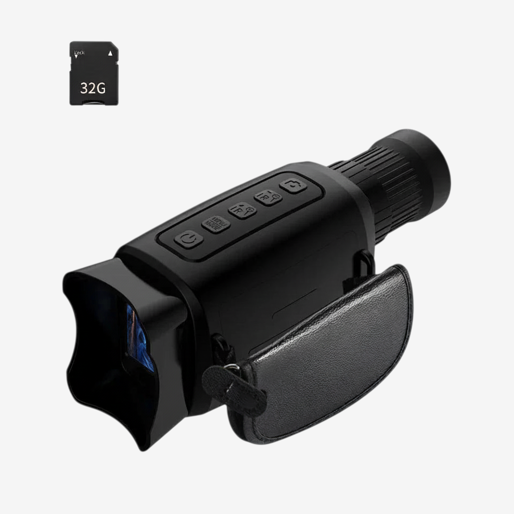 Monoculaire de vision nocturne numérique exotelos noir avec zoom 16x, écran HD et carte mémoire 32 Go incluse
