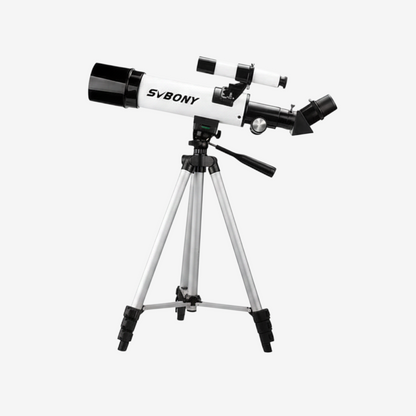 Télescope réfractant exotelos Svbony SV501P blanc sur trépied métallique pour débutants et enfants