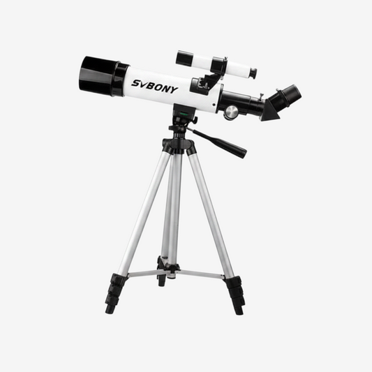 Télescope réfractant exotelos Svbony SV501P blanc sur trépied métallique pour débutants et enfants