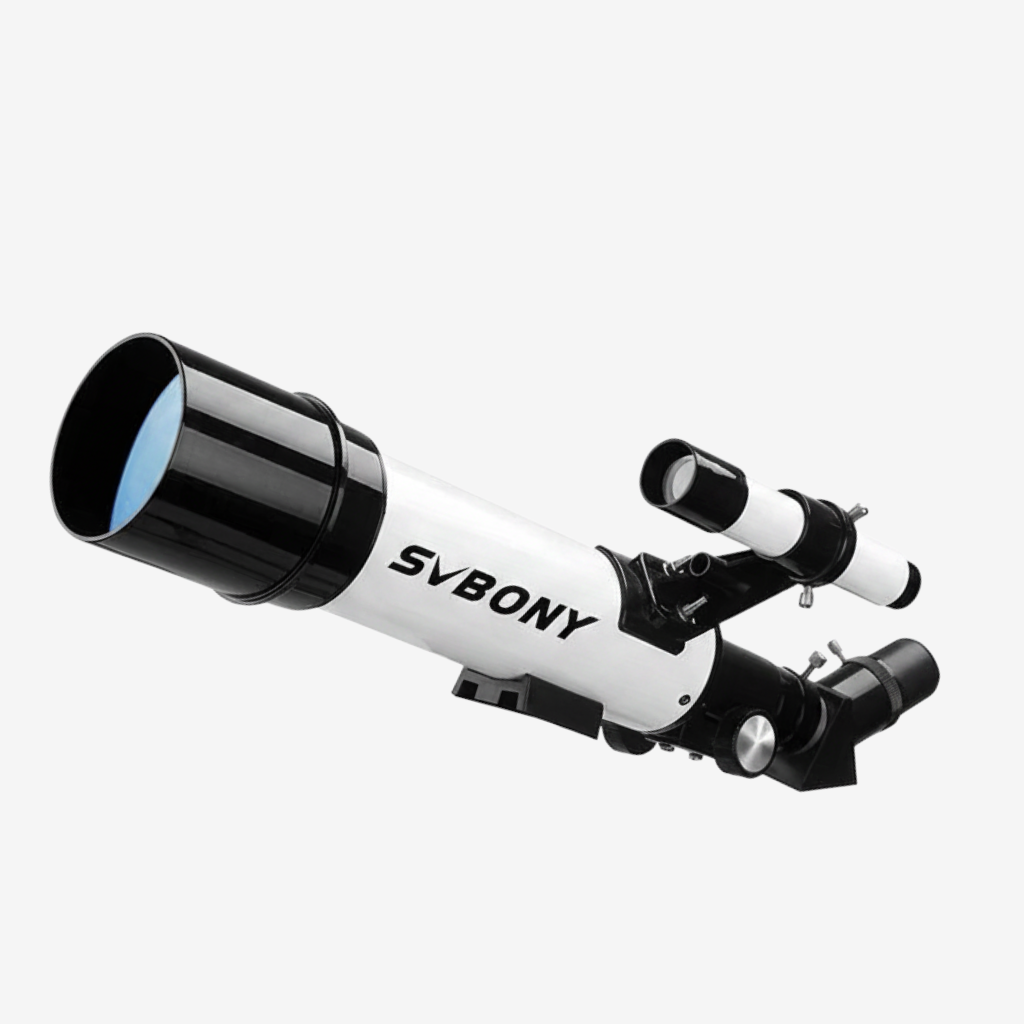 Lunette astronomique réfractive blanche Svbony SV501P avec chercheur optique, idéale pour débutants chez exotelos