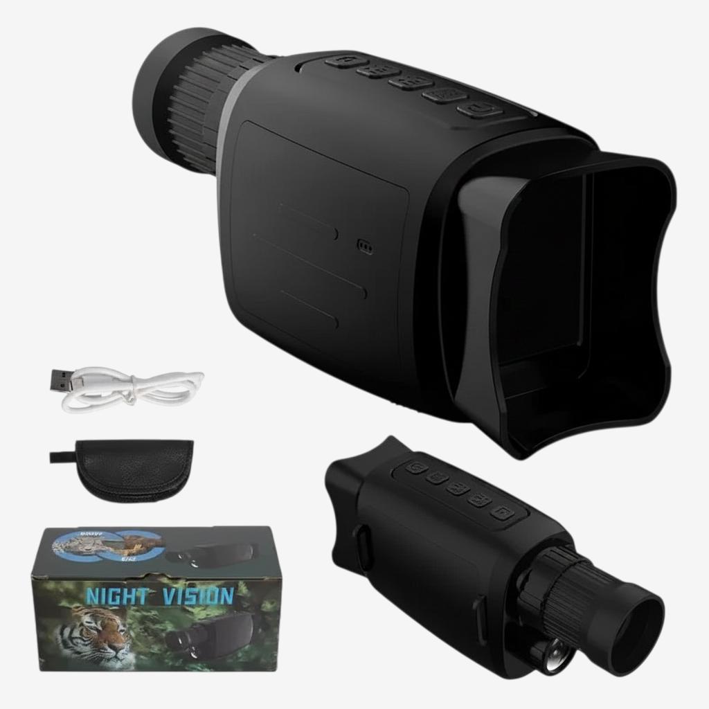 Monoculaire de vision nocturne numérique exotelos noir avec zoom 16x, écran HD et accessoires inclus