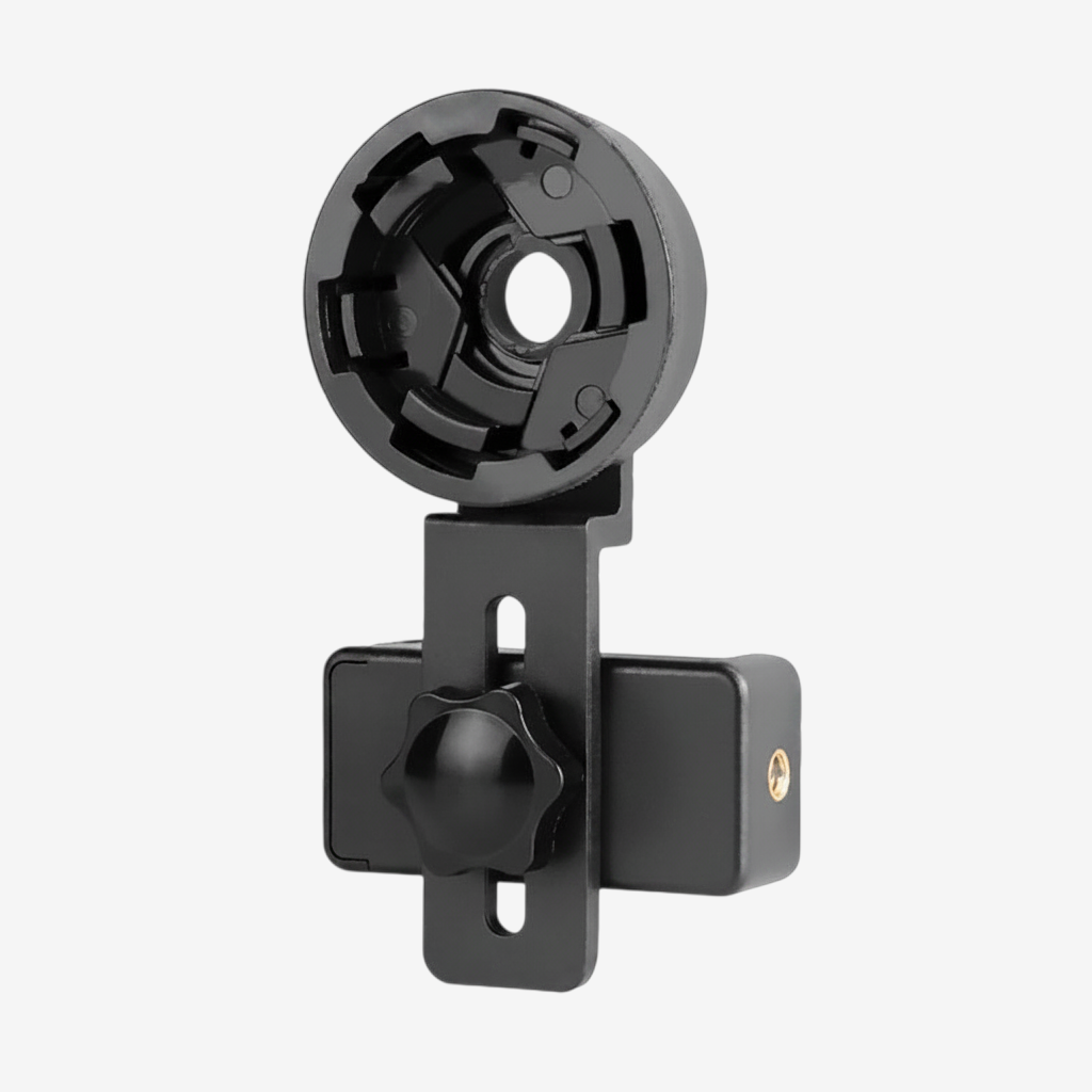 Adaptateur smartphone universel exotelos noir à clip rotatif pour télescope et monoculaire avec vis de réglage fin