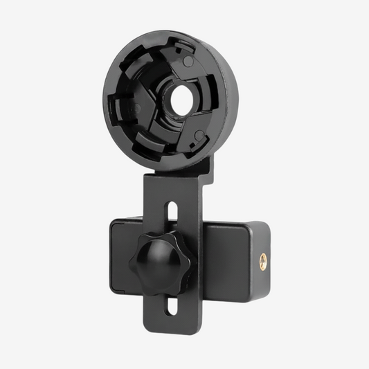 Adaptateur smartphone universel exotelos noir à clip rotatif pour télescope et monoculaire avec vis de réglage fin