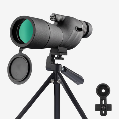 Longue-vue exotelos 25-75x60 avec objectif FMC, prisme BAK4, trépied et adaptateur smartphone pour observation