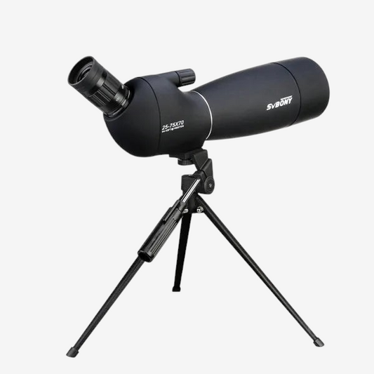 Longue-vue exotelos SVBONY SV28 noire sur trépied, zoom 25-75x70 avec prisme BAK4 pour observation longue distance