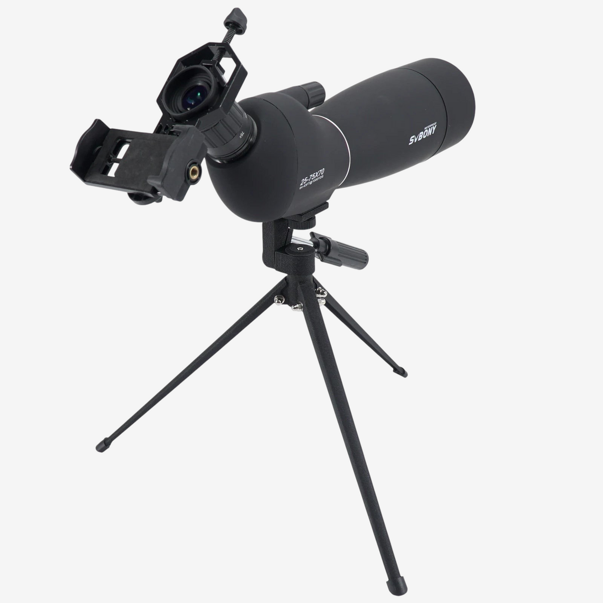 Longue-vue exotelos SVBONY SV28 25-75x70 noire avec adaptateur smartphone et trépied pour observation longue distance