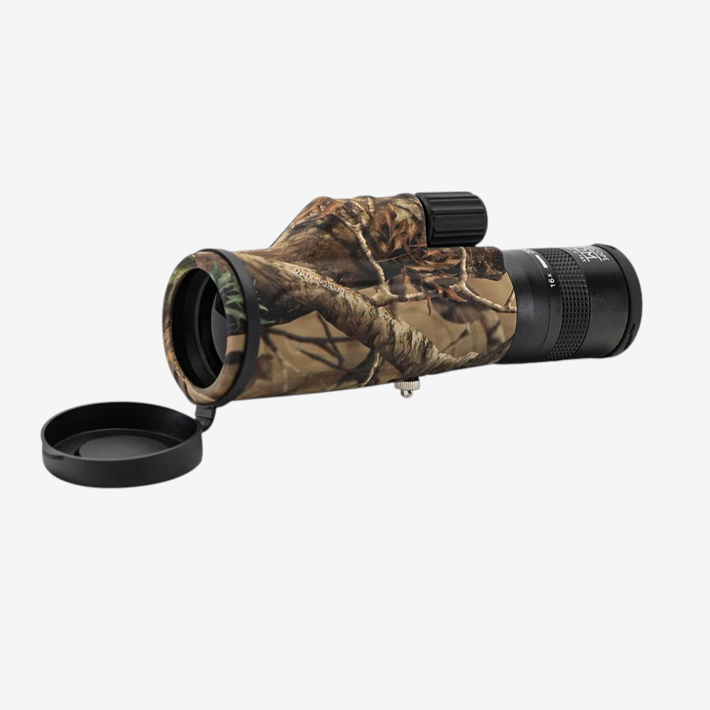 Monoculaire exotelos WG11C camouflage avec accessoires, idéal pour la randonnée et l'observation en extérieur.