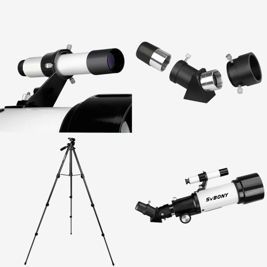 Télescope réfracteur exotelos Svbony SV501P avec trépied, chercheur et accessoires pour débutants