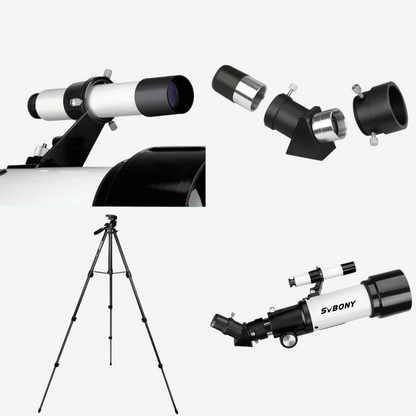 Télescope réfracteur exotelos Svbony SV501P avec trépied, chercheur et accessoires pour débutants