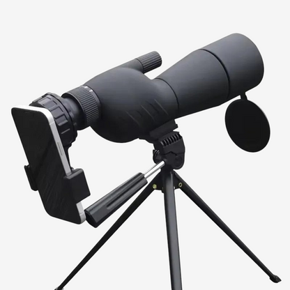 Longue-vue exotelos 25-75x60 noire avec trépied et adaptateur pour smartphone pour observation et photographie