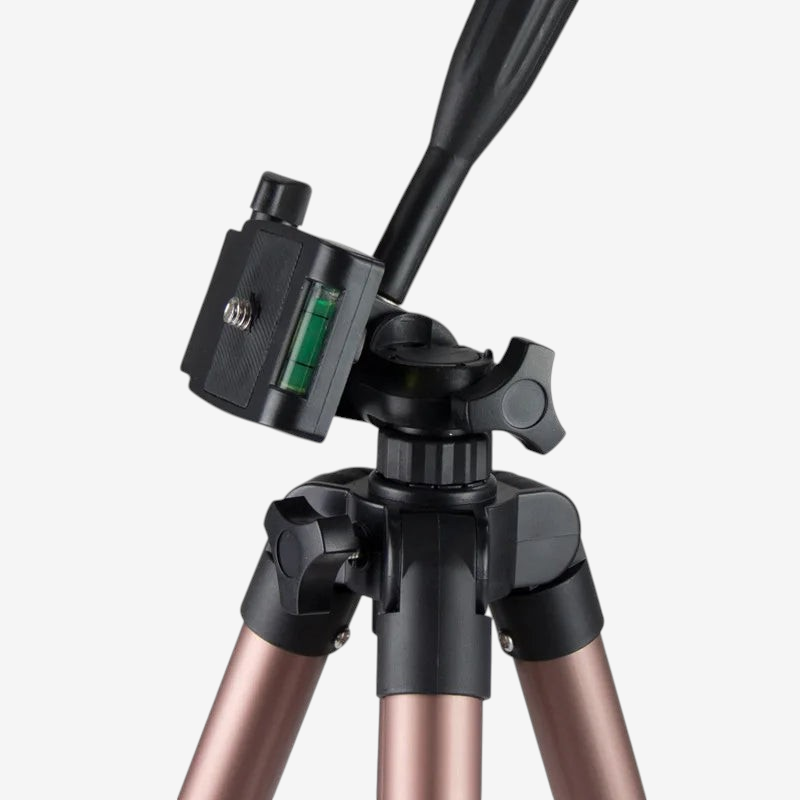 Trépied exotelos en aluminium doré pour télescope avec rotule à amortissement et niveau à bulle intégré