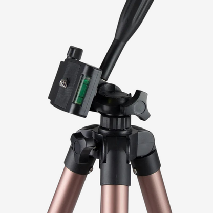 Trépied exotelos en aluminium doré pour télescope avec rotule à amortissement et niveau à bulle intégré