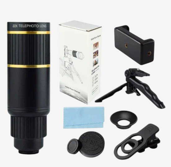 Kit télescope monoculaire 22x exotelos en aluminium avec trépied, adaptateur smartphone et accessoires de nettoyage