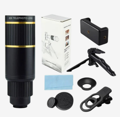 Kit télescope monoculaire 22x exotelos en aluminium avec trépied, adaptateur smartphone et accessoires de nettoyage