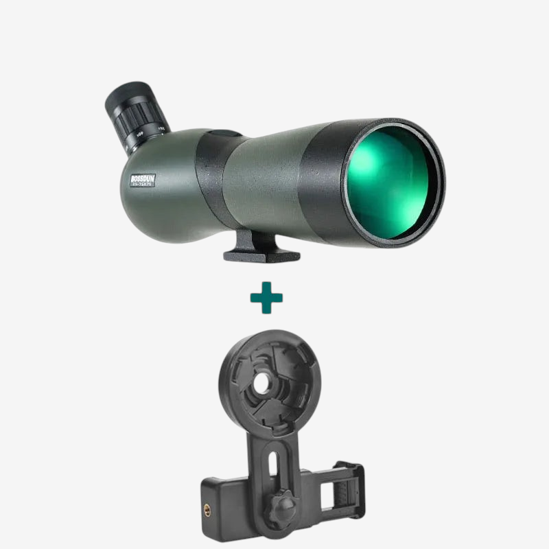 Longue-vue exotelos verte 25-75x70 avec prisme BAK4 et adaptateur smartphone pour observation ornithologique