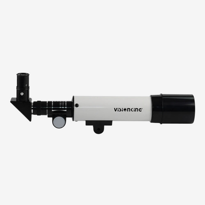 Télescope réfractant Visionking 50/360 noir et blanc pour débutants, vendu par exotelos, avec oculaire et lentille