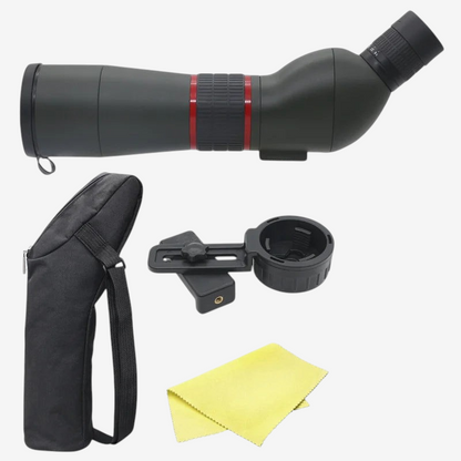 Longue-vue exotelos 16-48x65 HD avec adaptateur smartphone, sac de transport et chiffon de nettoyage