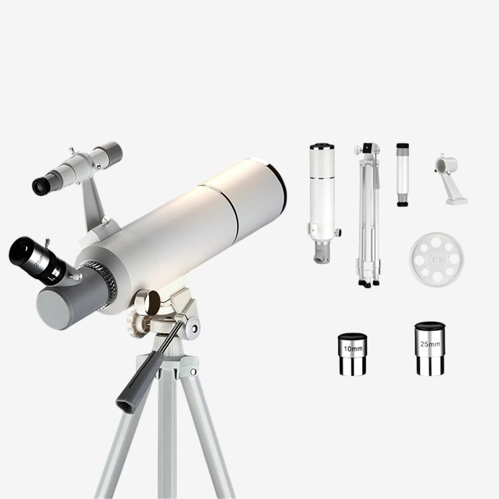 Télescope réfracteur exotelos 70/400 avec trépied, oculaires et accessoires pour débutants en astronomie