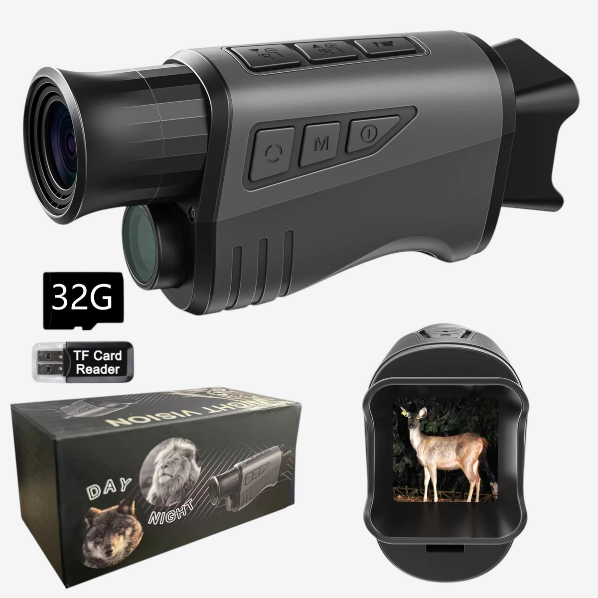 Monoculaire de vision nocturne exotelos 10x25mm avec enregistrement vidéo, écran LCD et carte mémoire 32 Go incluse
