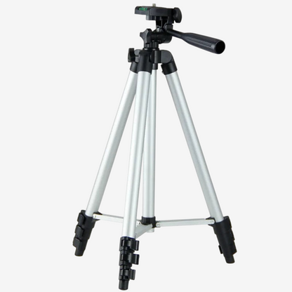 Trépied exotelos en aluminium argenté pour télescope et appareil photo avec rotule réglable et niveau à bulle