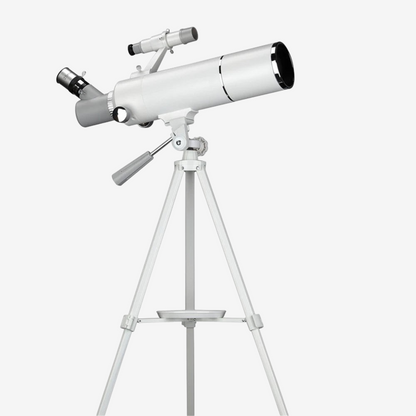 Télescope réfracteur exotelos 70/400 blanc sur trépied en métal pour débutants, idéal pour observer la lune et le ciel