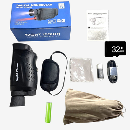 Set complet exotelos de monoculaire vision nocturne 1080p avec accessoires, batterie, carte SD et sac de transport