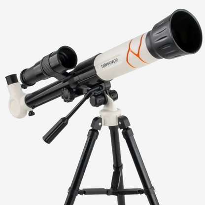 Télescope enfant exotelos blanc avec trépied réglable, grossissement 20x-30x-40x pour observation astronomique