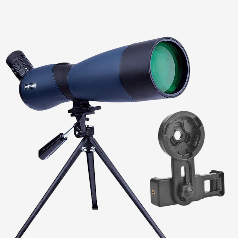 Longue-vue exotelos bleue 25-75x70 avec trépied et adaptateur smartphone pour observation ornithologique
