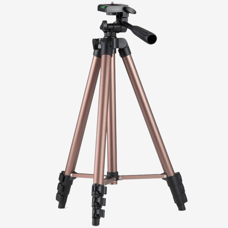 Trépied exotelos en alliage d'aluminium doré pour télescope et appareil photo avec rotule réglable et niveau intégré