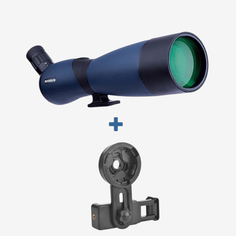 Longue-vue bleue exotelos 25-75x70 avec adaptateur smartphone pour observation ornithologique et astronomie