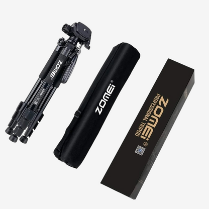 Trépied professionnel exotelos Zomei Q188 noir en aluminium avec sac de transport et boîte d'emballage