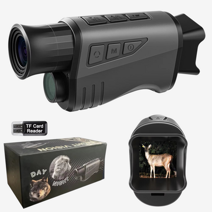 Monoculaire de vision nocturne exotelos 10x25 avec écran LCD, fonction enregistrement vidéo et lecteur de carte TF