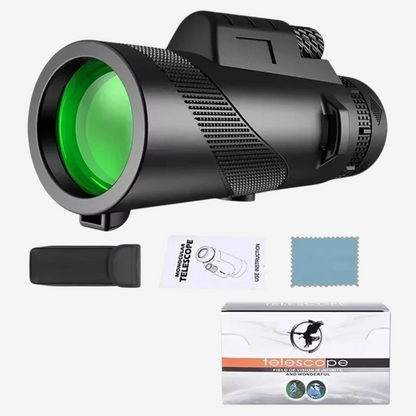 Monoculaire exotelos 80x100 noir avec accessoires, prisme BAK4 et revêtement FMC pour observation longue portée