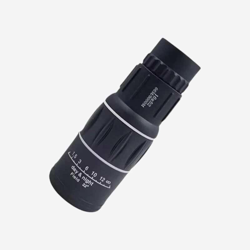 Monoculaire exotelos 16x52 noir avec mise au point centrale, idéal pour la randonnée et l'observation haute définition