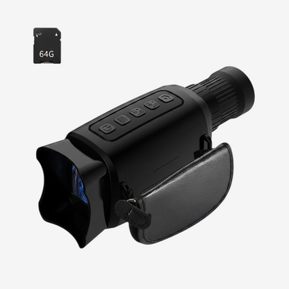 Monoculaire de vision nocturne exotelos noir avec zoom 16x, écran HD et carte mémoire 64 Go pour observation nocturne