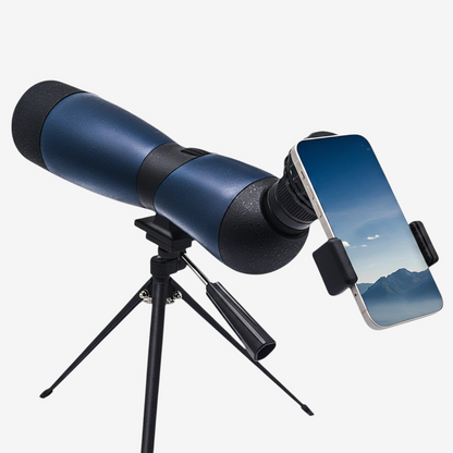 Longue-vue bleue exotelos 25-75x70 avec trépied et adaptateur smartphone pour observation ornithologique