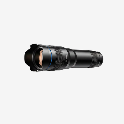 Téléobjectif exotelos APEXEL 36x en métal noir avec optique BAK4 FMC pour smartphone, vue latérale