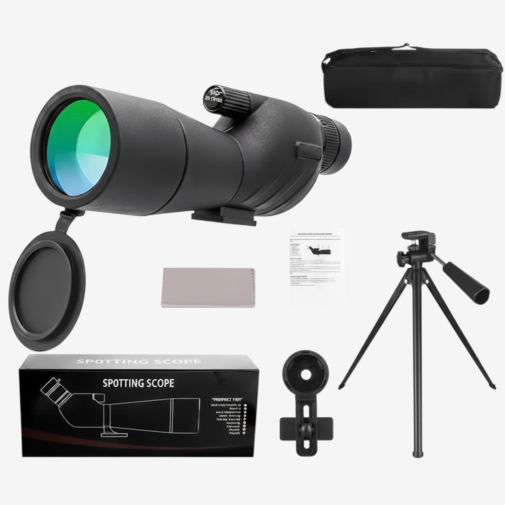 Longue-vue exotelos 25-75x60 avec trépied, adaptateur smartphone et accessoires pour observation ornithologique