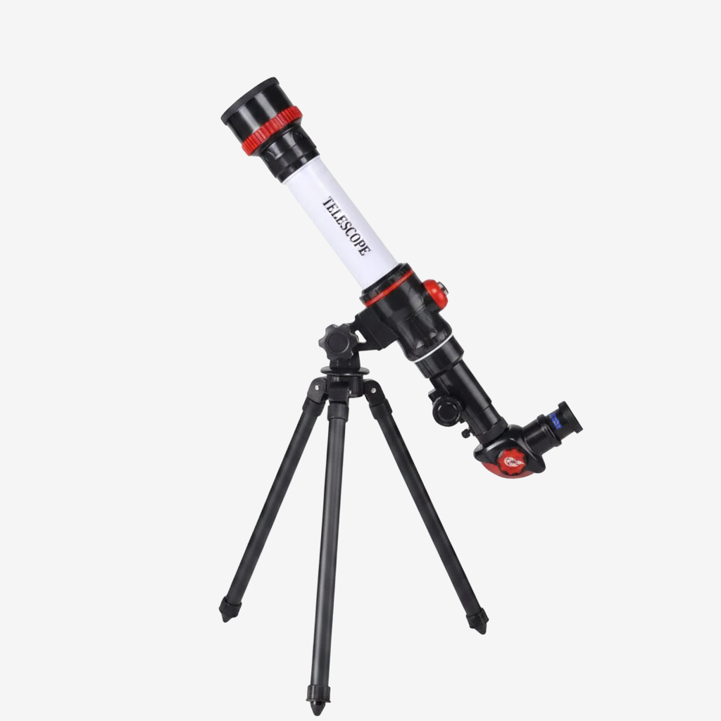 Télescope monoculaire exotelos pour enfant avec trépied, noir et blanc, idéal pour observer la lune et les planètes