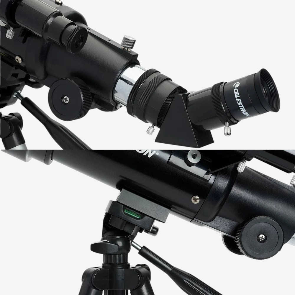 Télescope réfracteur Celestron Travel Scope 70 noir avec oculaire et monture alt-azimutale chez exotelos