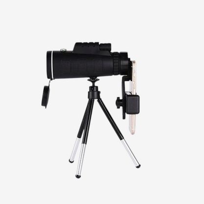 Monoculaire exotelos 40x60 noir avec trépied et support pour smartphone pour observation de la nature