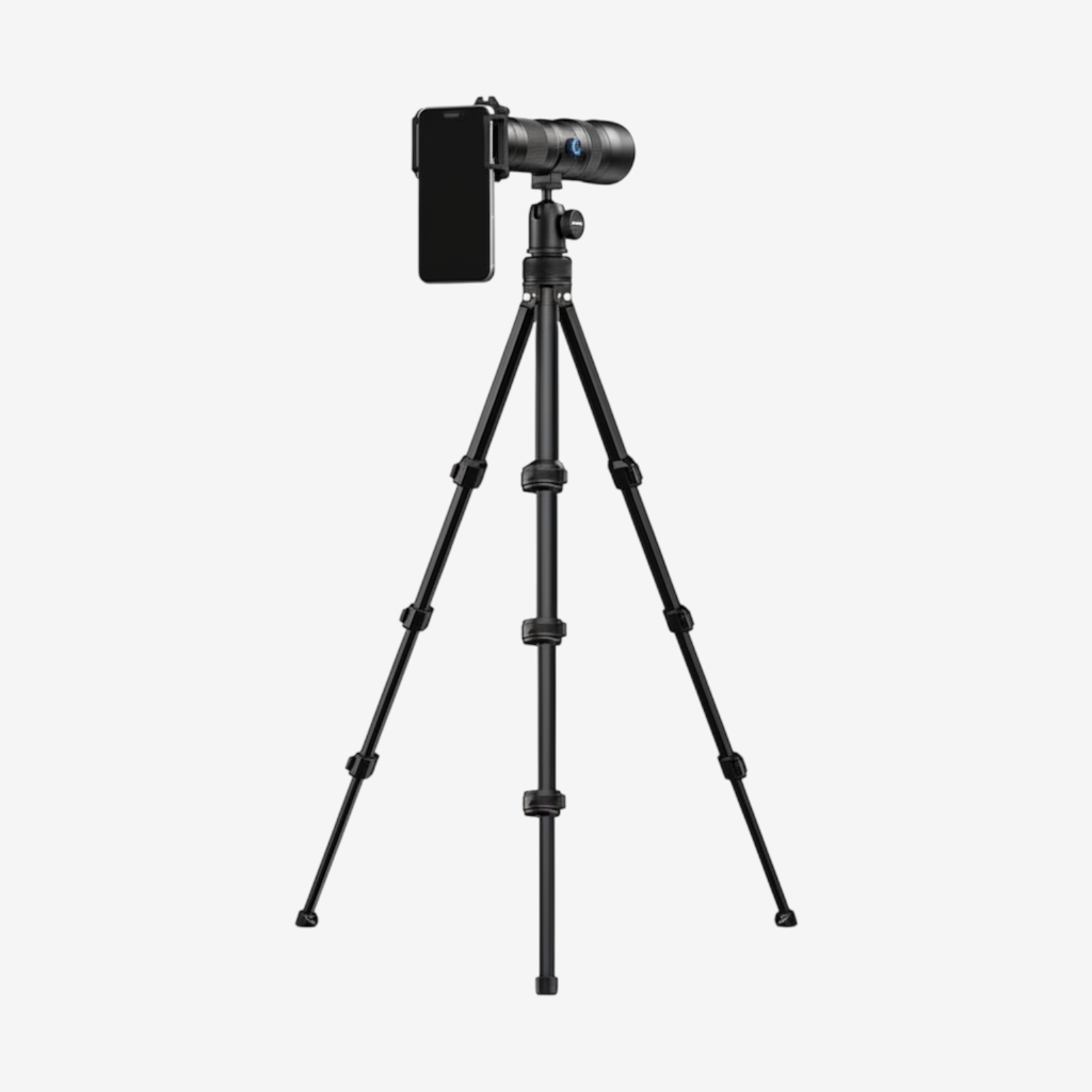 Téléobjectif exotelos APEXEL T60 20-60x monté sur smartphone et trépied noir pour photographie longue distance