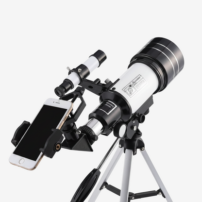 Télescope astronomique exotelos F30070 HD avec prisme Bak4, objectif 70mm et support pour smartphone sur trépied