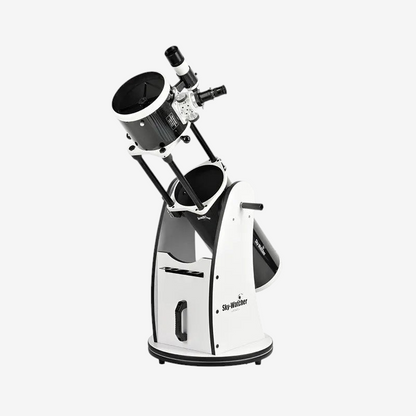 Télescope Dobsonien pliable Skywatcher 203mm sur monture azimutale blanche, idéal pour l'astronomie chez exotelos