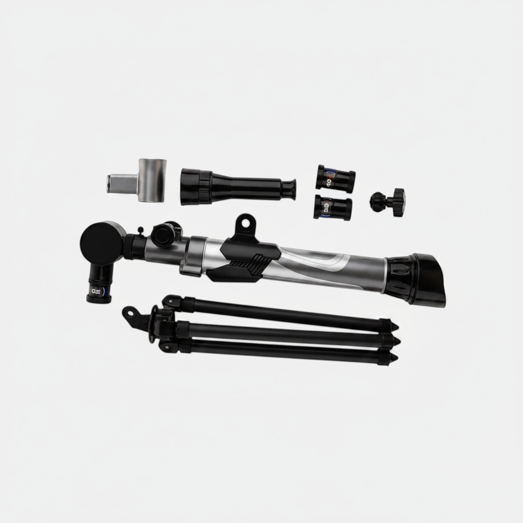 Kit télescope enfant exotelos avec trépied, trois oculaires et chercheur, idéal pour l'initiation à l'astronomie