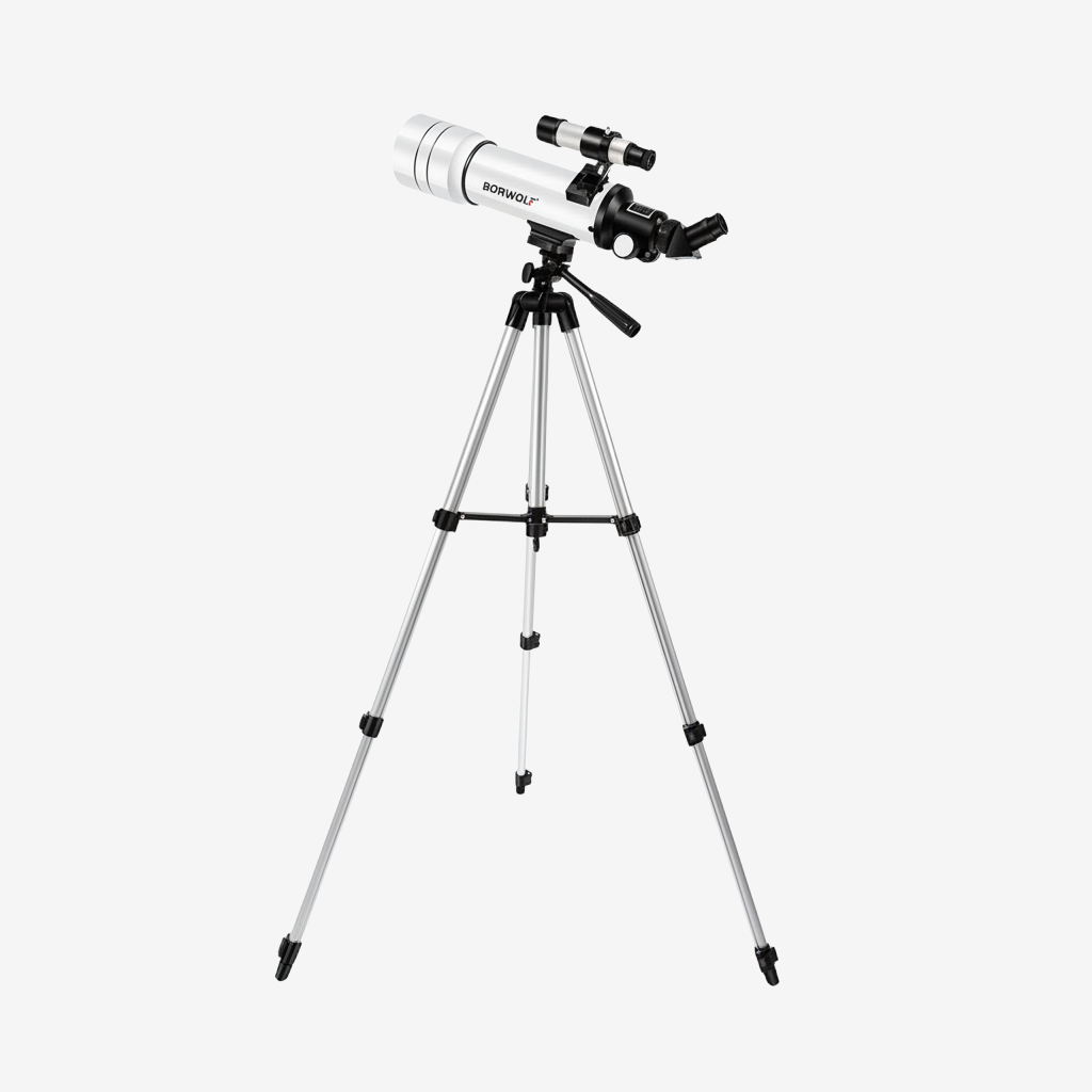 Télescope réfracteur professionnel exotelos BORWOLF 70/400 HD sur trépied en aluminium pour observation astronomique