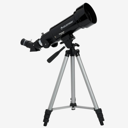 Télescope réfracteur Celestron Travel Scope 70 noir sur trépied réglable, idéal pour l'astronomie chez exotelos