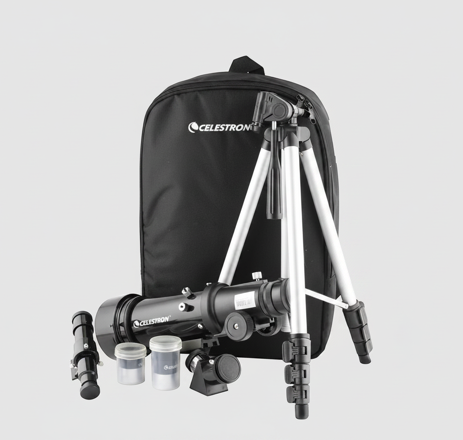 Télescope réfracteur Celestron Travel Scope 70 avec trépied, accessoires et sac à dos chez exotelos