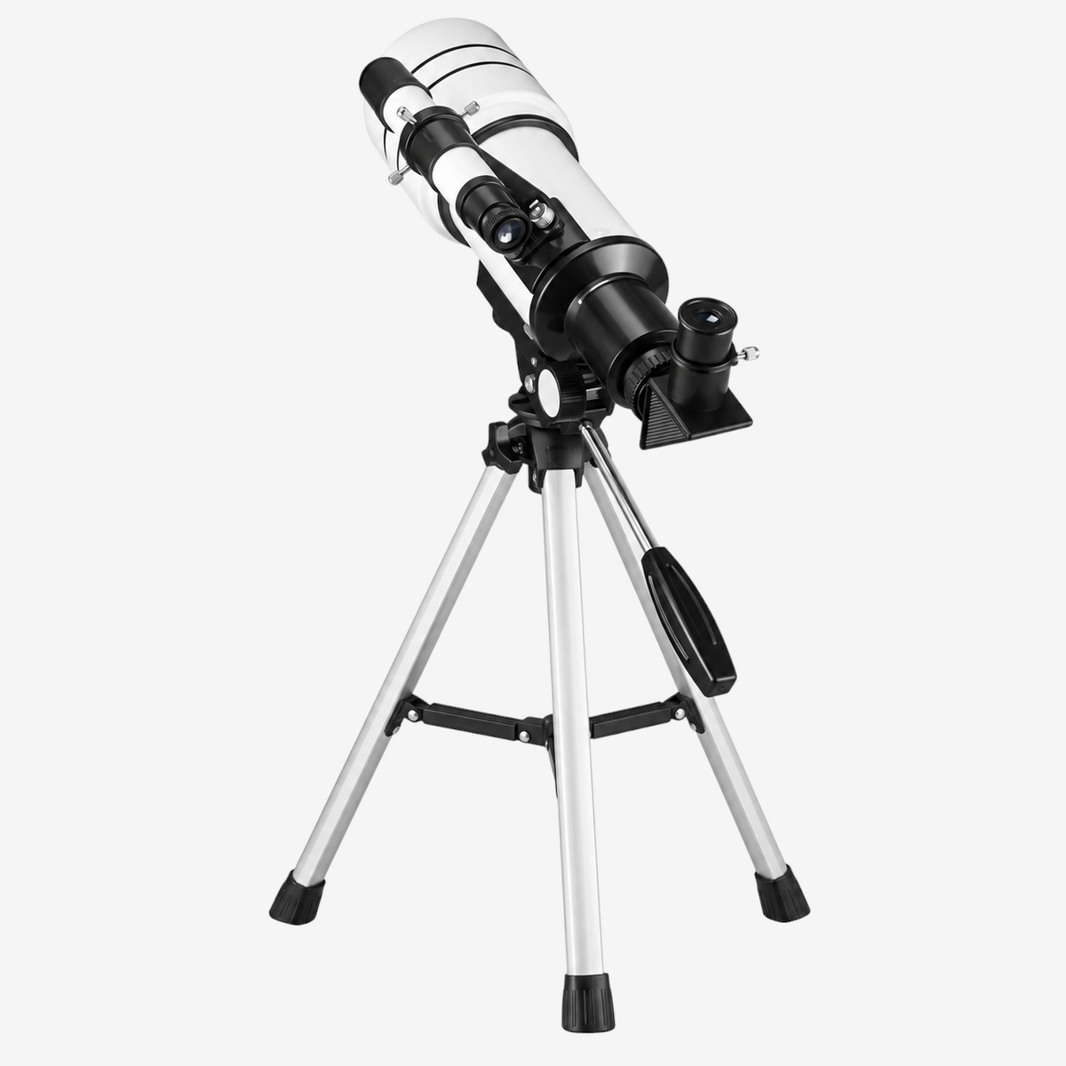 Télescope réfracteur portable exotelos 70/300 blanc sur trépied en aluminium pour débutants et enfants