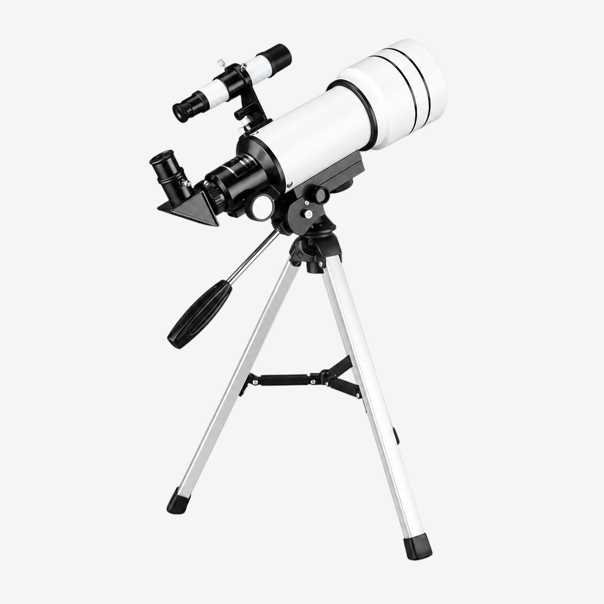 Télescope réfracteur portable exotelos 70/300 blanc avec trépied en aluminium pour débutants et enfants